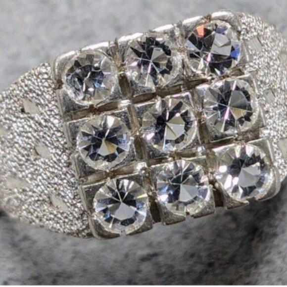 Dazzling Sterling CZ ring Vintage And Lovely White Silver Was Estate Sale Find - Picture 2 of 10